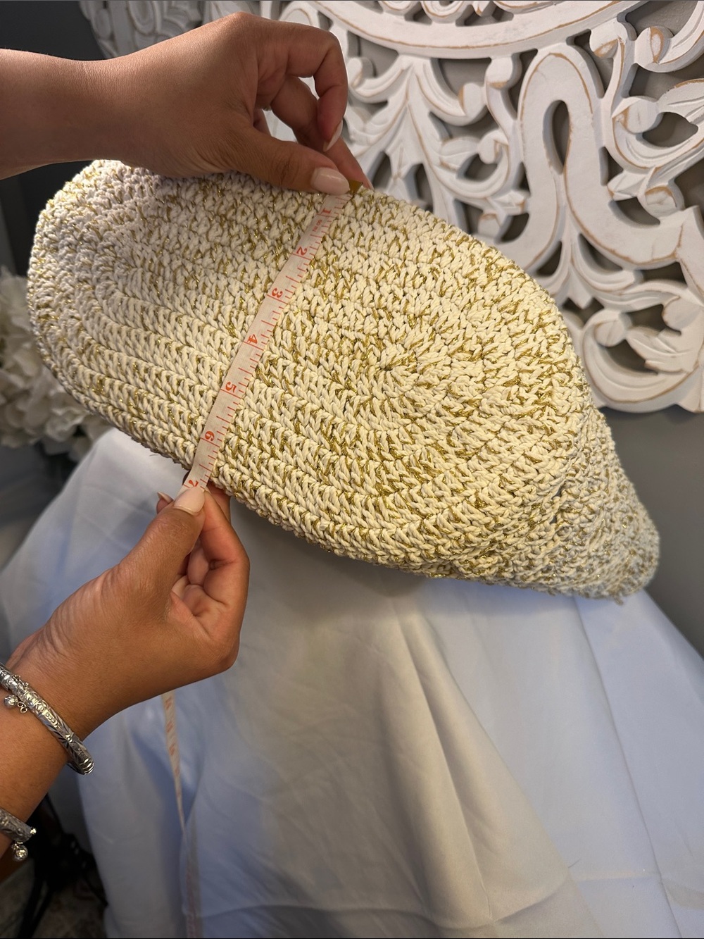 Mia & Tess Crocheted Straw Tote Bag in Beige-Cream - Picture 6 of 7